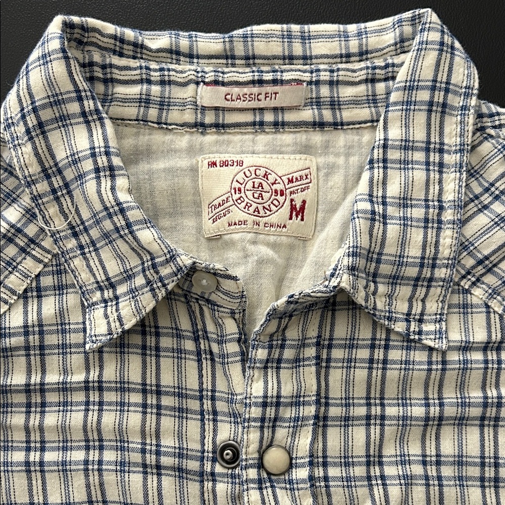 Buck Mason White and Blue Checkered Men's Shirt